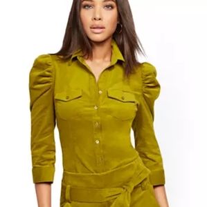 New York & Company Green corduroy Bouse